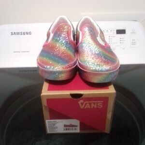NWT NIB Vans Kids Rainbow Glitter Shoes
